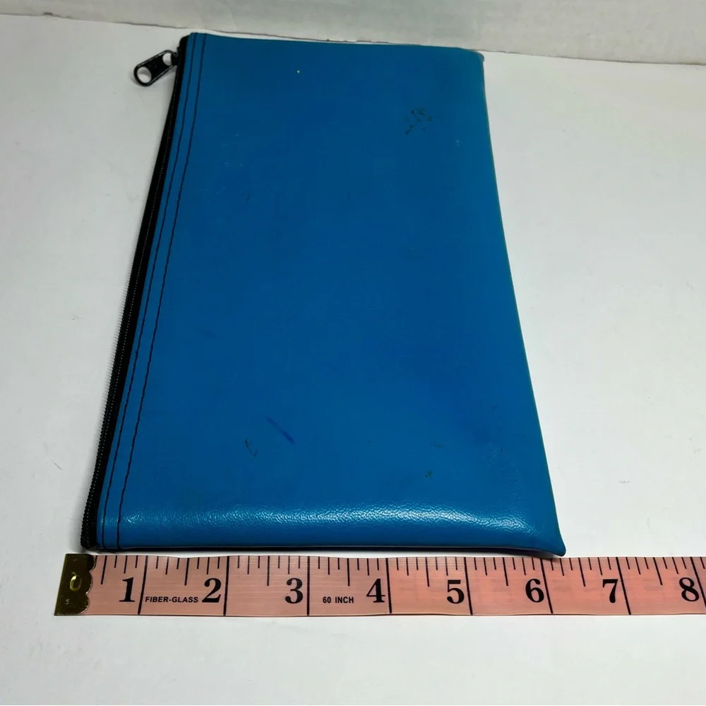 BLUE BANK DEPOSIT/MONEY/TOILETRIES/MAKE UP ZIP POUCH/BAG (L - 11